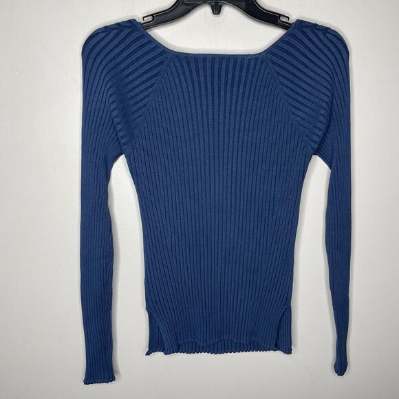 SIMKHAI Top Womens Large Blue Sammy Ribbed Bustier Sweater Sweetheart Neckline - Picture 5 of 8